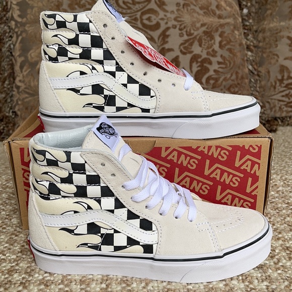 Vans Sk8-Hi Checker Flame Classic White Mens - Picture 2 of 16
